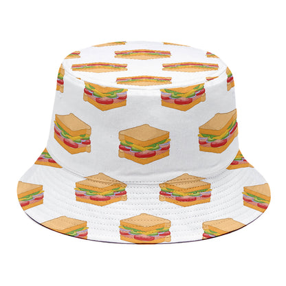 White Sandwiches Pattern Print Bucket Hat
