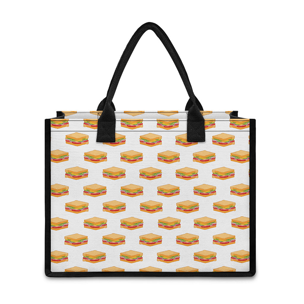 White Sandwiches Pattern Print Canvas Tote Bag