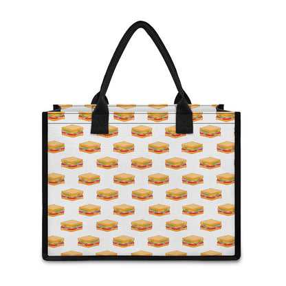 White Sandwiches Pattern Print Canvas Tote Bag