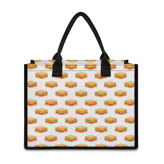 White Sandwiches Pattern Print Canvas Tote Bag