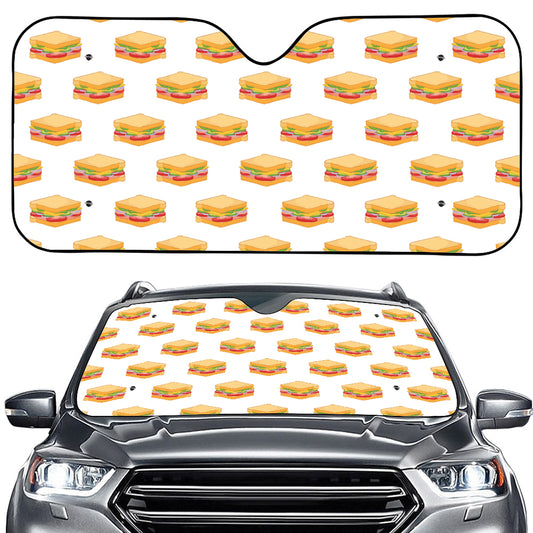 White Sandwiches Pattern Print Car Windshield Sun Shade