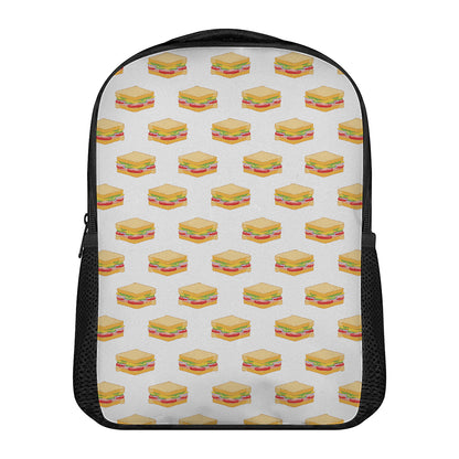 White Sandwiches Pattern Print Casual Backpack