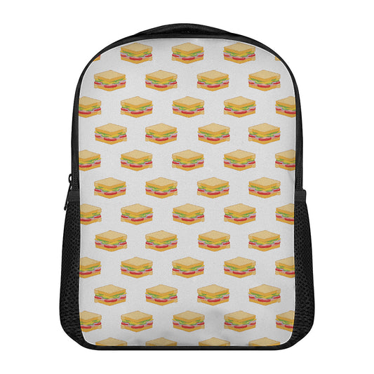White Sandwiches Pattern Print Casual Backpack