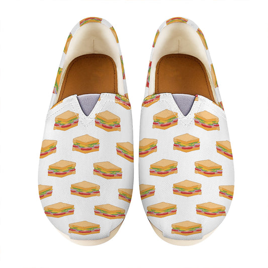 White Sandwiches Pattern Print Casual Shoes