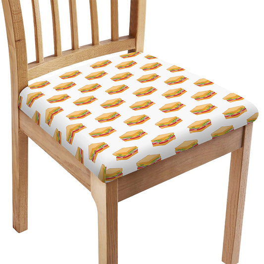 White Sandwiches Pattern Print Chair Cushion Cover