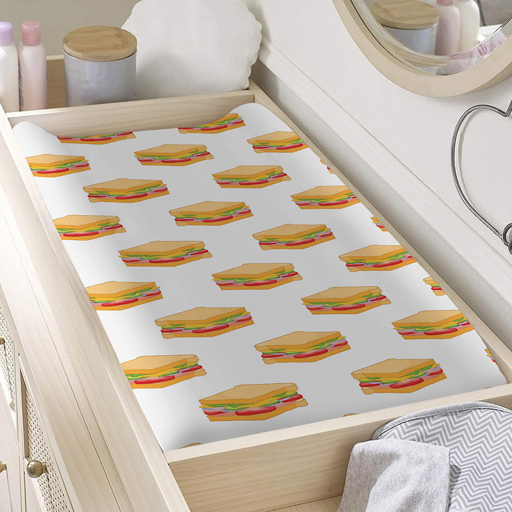 White Sandwiches Pattern Print Changing Pad Cover