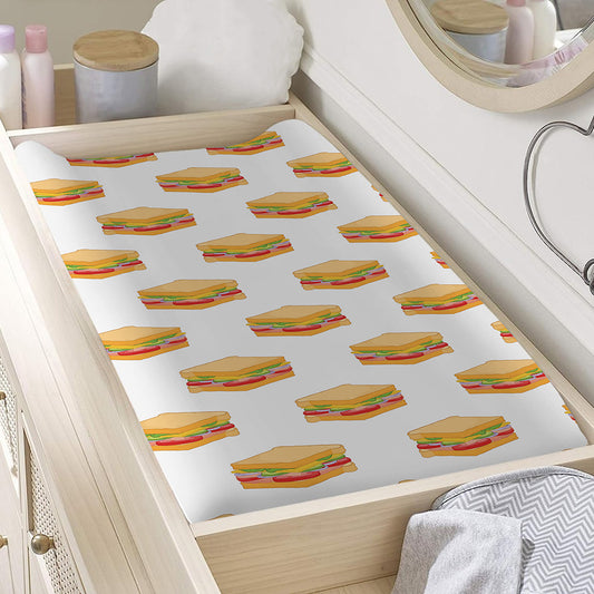 White Sandwiches Pattern Print Changing Pad Cover