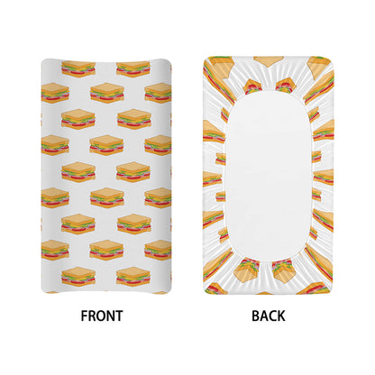 White Sandwiches Pattern Print Changing Pad Cover