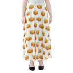 White Sandwiches Pattern Print Chiffon Maxi Skirt