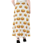 White Sandwiches Pattern Print Chiffon Maxi Skirt