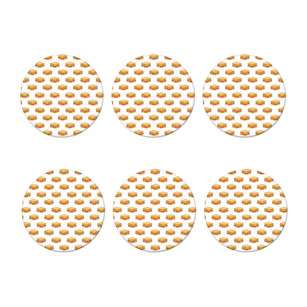 White Sandwiches Pattern Print Coaster Set
