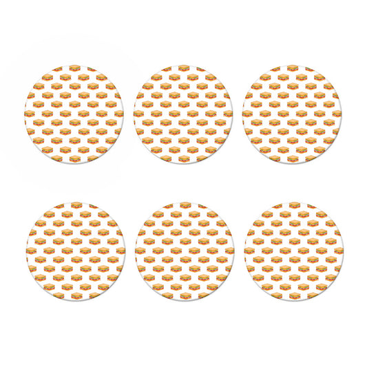 White Sandwiches Pattern Print Coaster Set