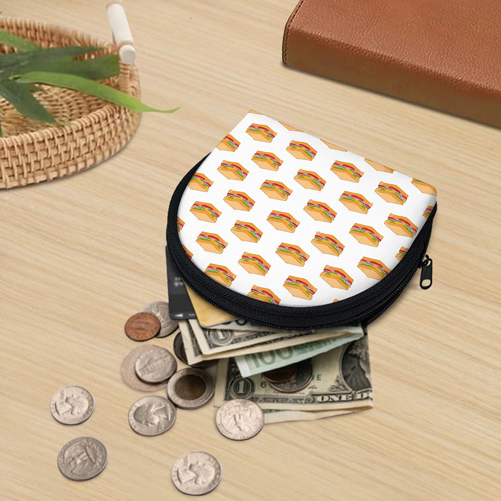 White Sandwiches Pattern Print Coin Purse