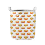 White Sandwiches Pattern Print Collapsible Laundry Basket