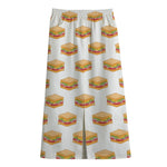 White Sandwiches Pattern Print Cotton Front Slit Maxi Skirt