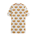 White Sandwiches Pattern Print Cotton Hawaiian Shirt