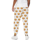 White Sandwiches Pattern Print Cotton Pants