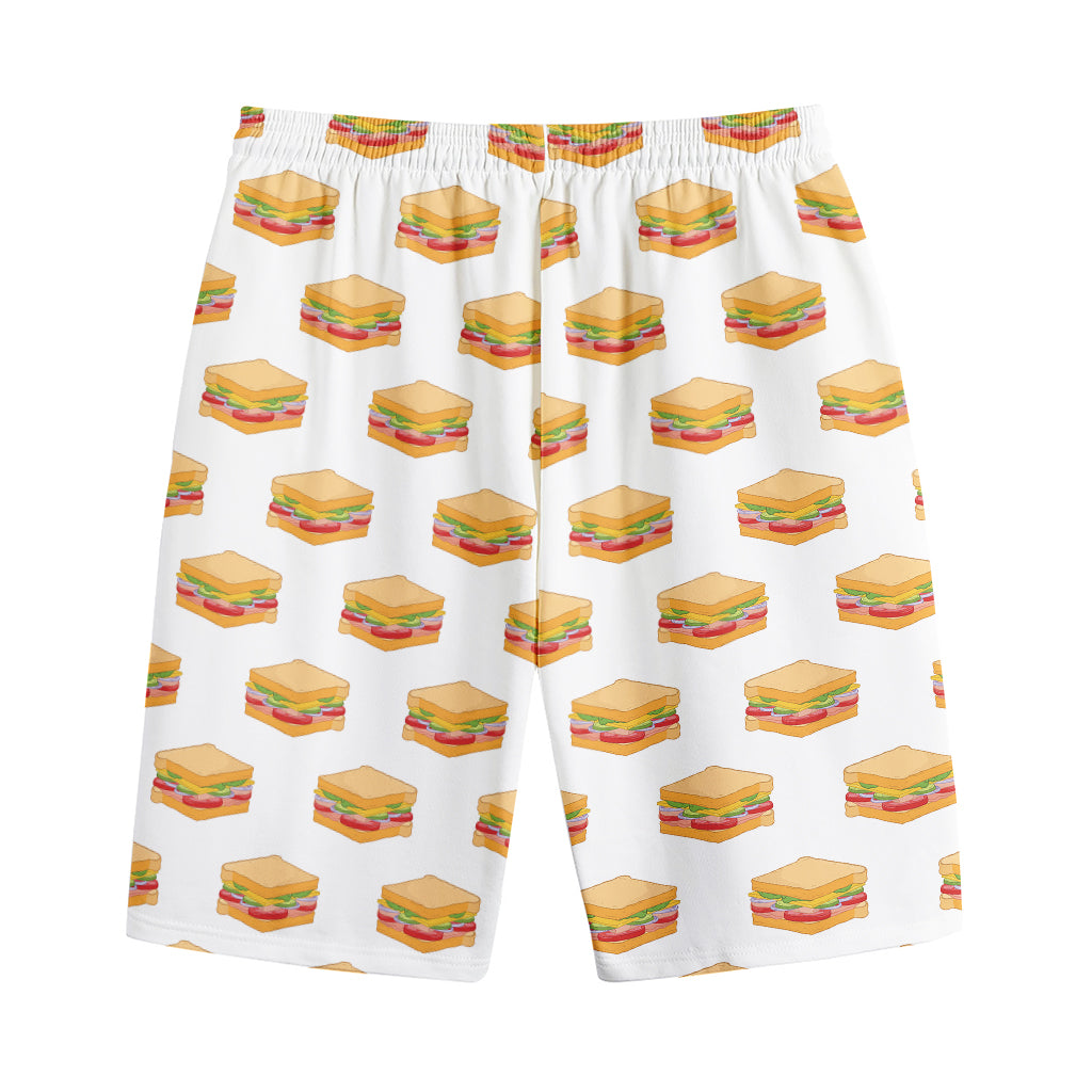 White Sandwiches Pattern Print Cotton Shorts