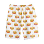 White Sandwiches Pattern Print Cotton Shorts