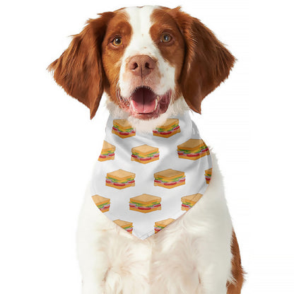 White Sandwiches Pattern Print Dog Bandana