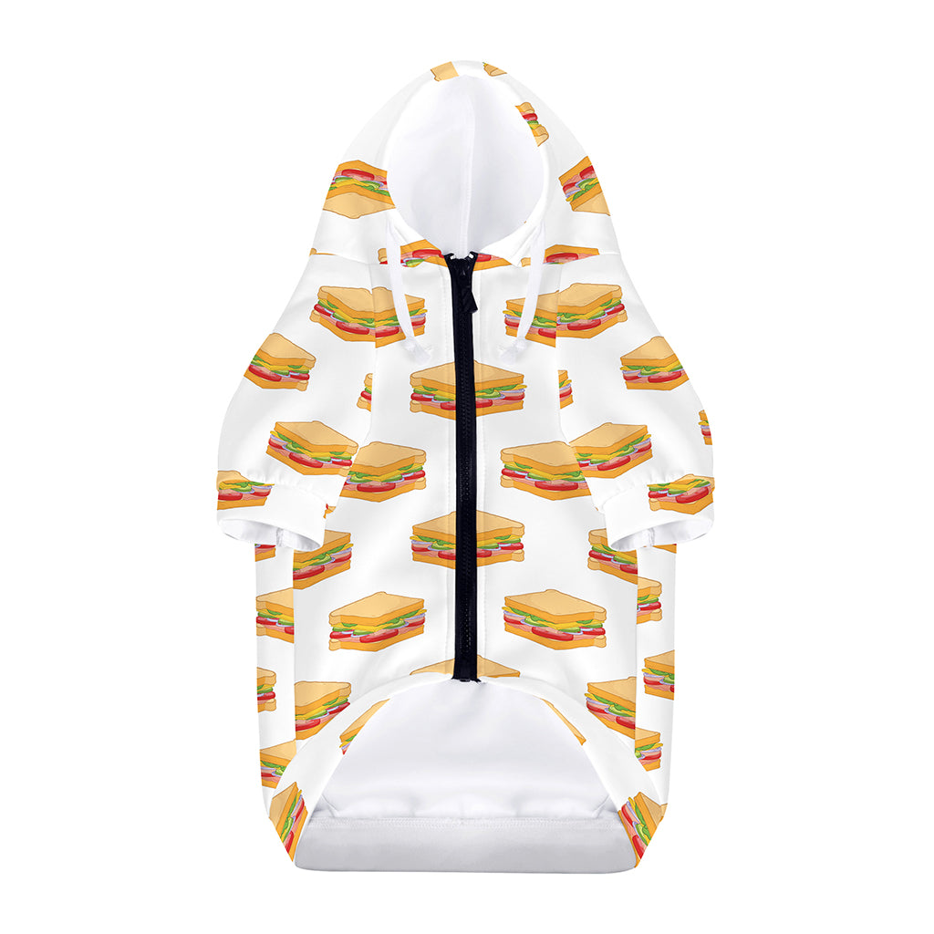 White Sandwiches Pattern Print Dog Zip Up Hoodie