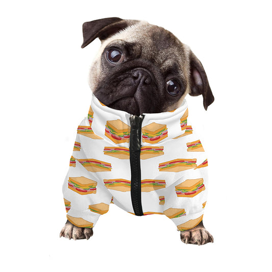 White Sandwiches Pattern Print Dog Zip Up Jacket