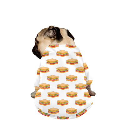 White Sandwiches Pattern Print Dog Zip Up Jacket