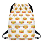 White Sandwiches Pattern Print Drawstring Backpack