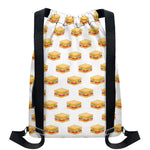 White Sandwiches Pattern Print Drawstring Backpack