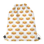White Sandwiches Pattern Print Drawstring Bag