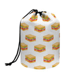 White Sandwiches Pattern Print Drawstring Makeup Bag