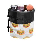 White Sandwiches Pattern Print Drawstring Makeup Bag