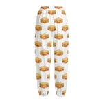 White Sandwiches Pattern Print Fleece Lined Knit Pants