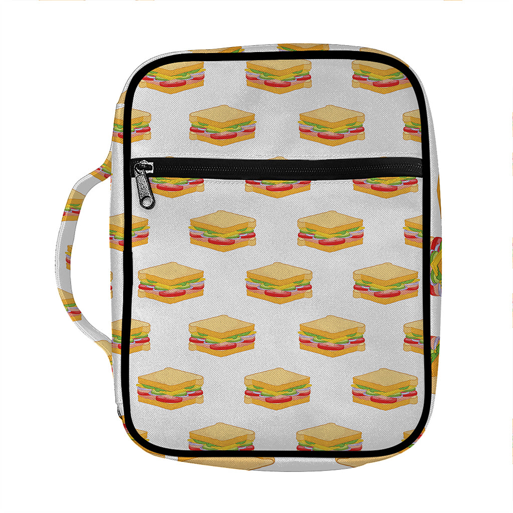 White Sandwiches Pattern Print Front Pocket Bible Bag