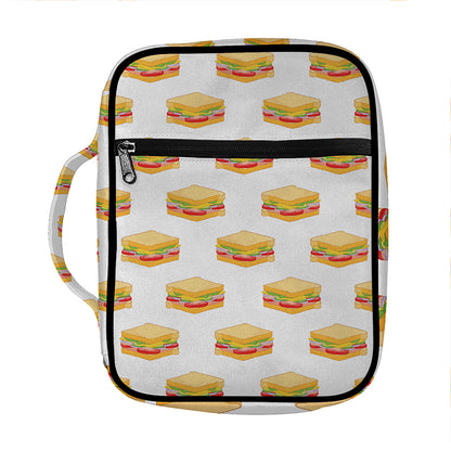 White Sandwiches Pattern Print Front Pocket Bible Bag