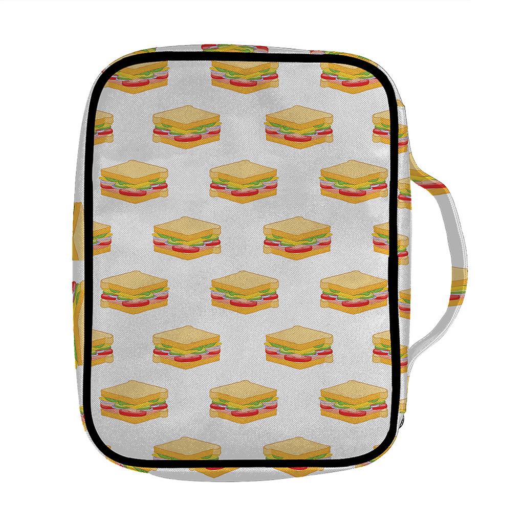 White Sandwiches Pattern Print Front Pocket Bible Bag