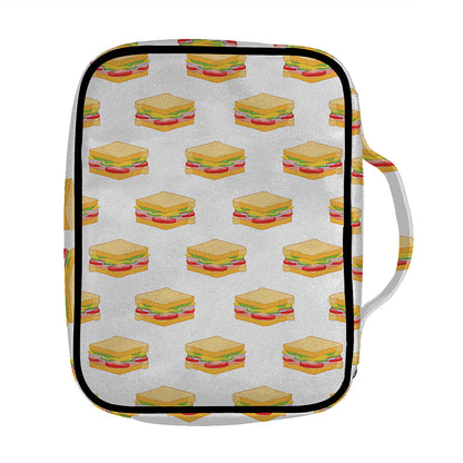 White Sandwiches Pattern Print Front Pocket Bible Bag