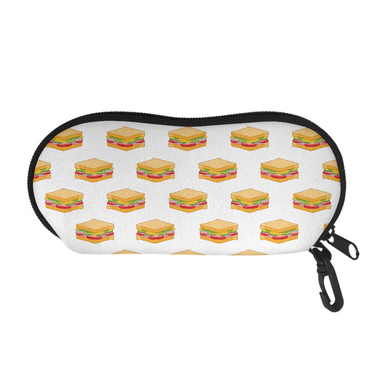 White Sandwiches Pattern Print Glasses Case