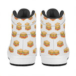 White Sandwiches Pattern Print High Top Leather Sneakers