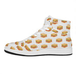 White Sandwiches Pattern Print High Top Leather Sneakers