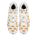 White Sandwiches Pattern Print High Top Leather Sneakers