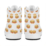 White Sandwiches Pattern Print High Top Leather Sneakers