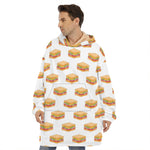 White Sandwiches Pattern Print Hoodie Blanket