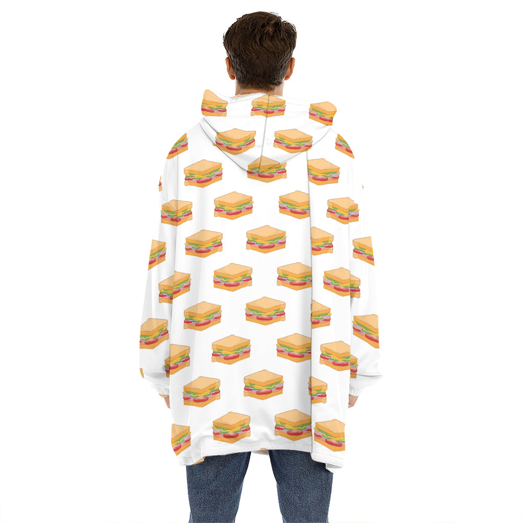 White Sandwiches Pattern Print Hoodie Blanket