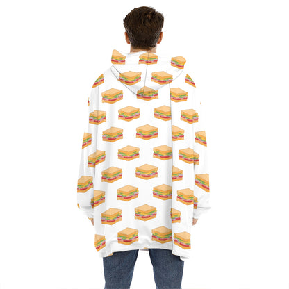 White Sandwiches Pattern Print Hoodie Blanket