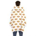 White Sandwiches Pattern Print Hoodie Blanket