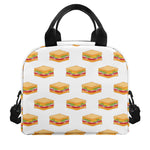 White Sandwiches Pattern Print Insulated Lunch Bag