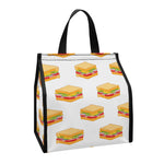White Sandwiches Pattern Print Insulated Lunch Tote