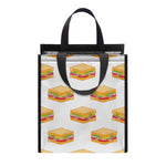 White Sandwiches Pattern Print Insulated Lunch Tote