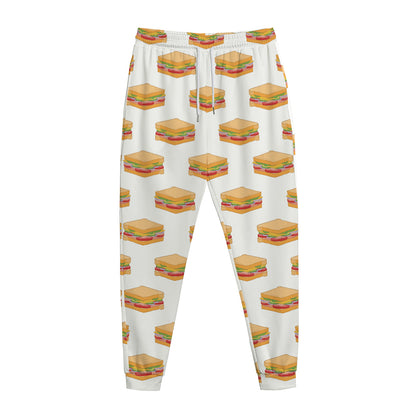 White Sandwiches Pattern Print Jogger Pants